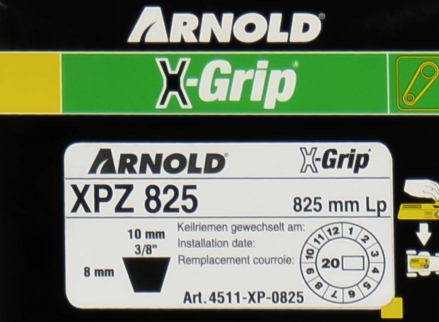 Arnold - Courroie trapézoïdale X-Grip V XPZ 825 pour autoportée et tracteur de jardin Arnold - Imagen 2