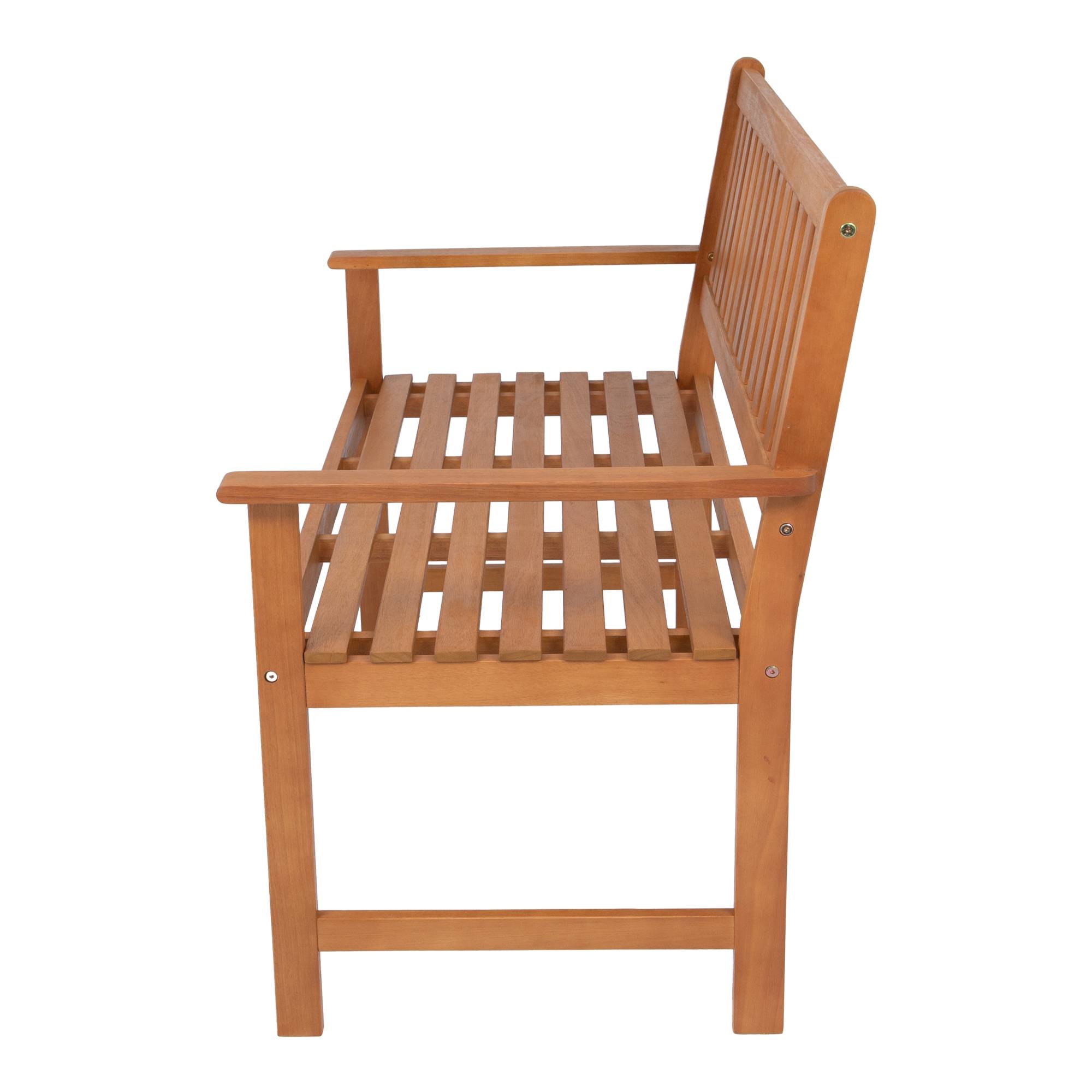 Banc de jardin pour 2 personnes Canzano bois d'eucalyptus 120 x 58 x 90 cm [en.casa] - Imagen 4