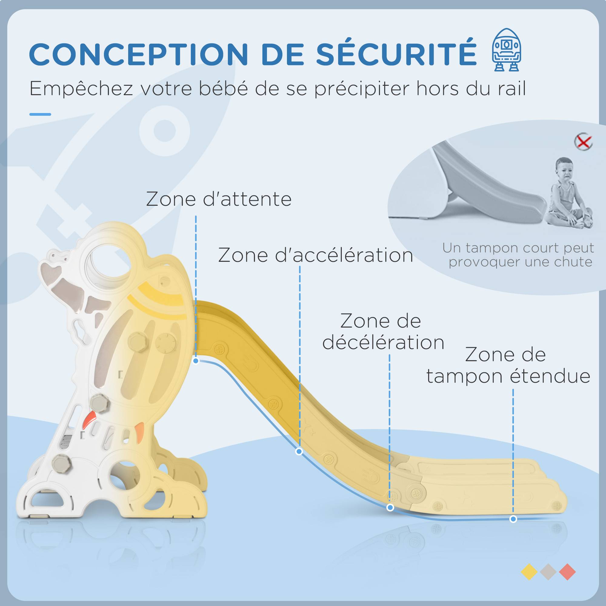 Toboggan pour enfants toboggan intérieur pour enfant, de 18 à 36 mois, jusqu'à 30 kg, 157L x 46,5l x 80H cm, gris - Image 6