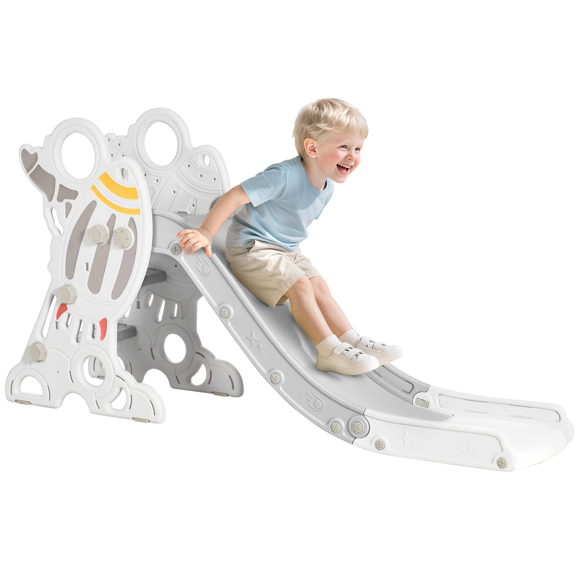 Toboggan pour enfants toboggan intérieur pour enfant, de 18 à 36 mois, jusqu'à 30 kg, 157L x 46,5l x 80H cm, gris - Image 1