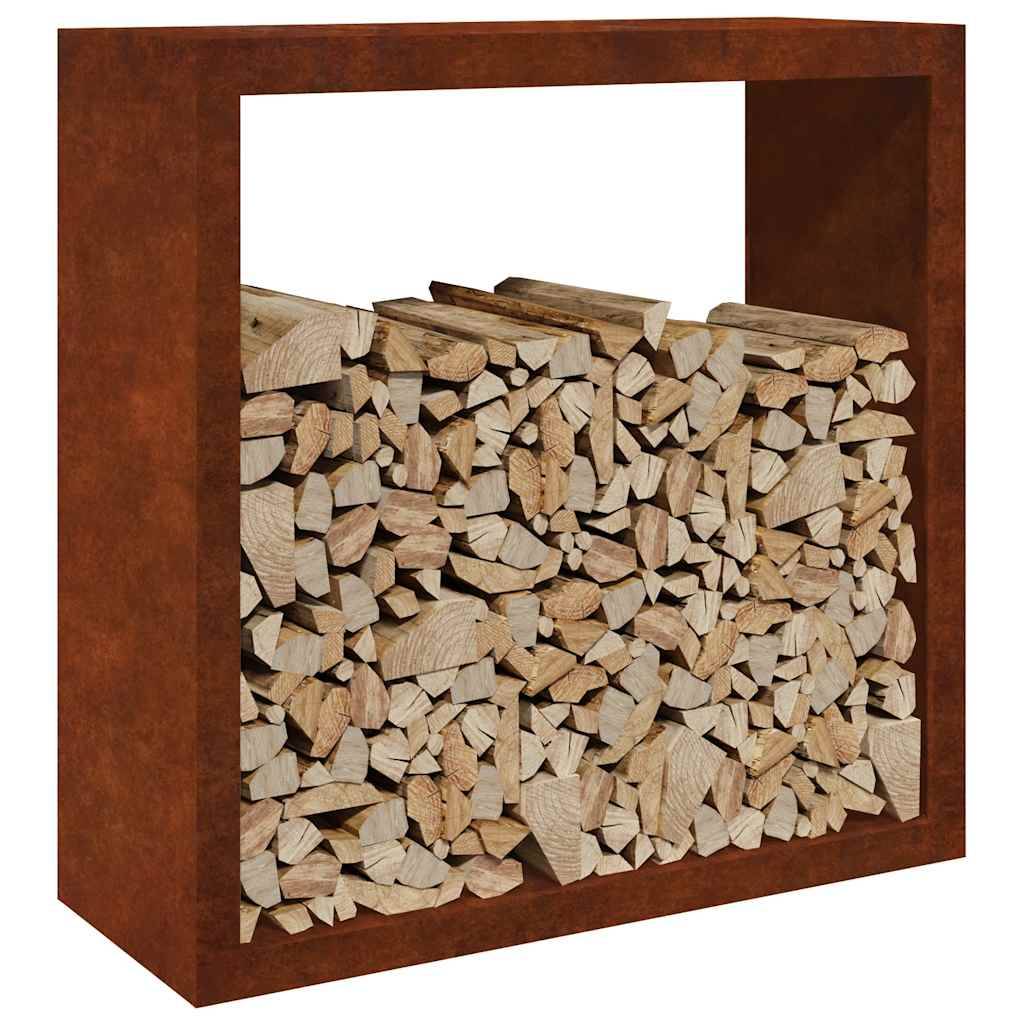 Range-bûches Design Acier Corten Rangement Extérieur Durable 100x40x100cm - ComfortXL Outdoor Living - Image 3