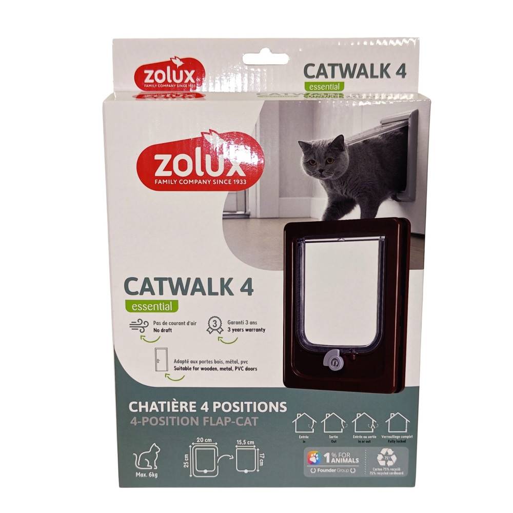 Zolux - Gatera marrón 4 posiciones 19.8 x 25 cm para gato - Imagen 2