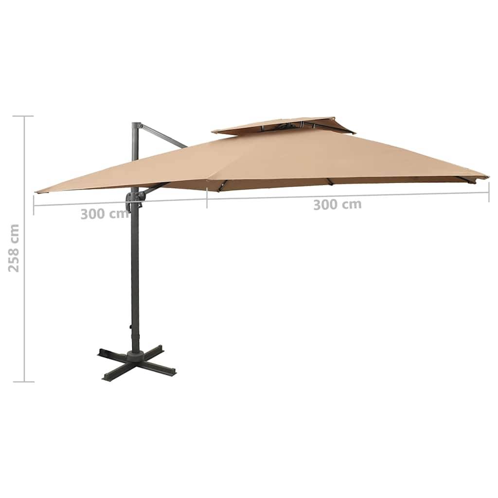 PANGIVO - Parasol déporté aluminium taupe 300 x 300 x 258 cm - PANGIVO - Image 9