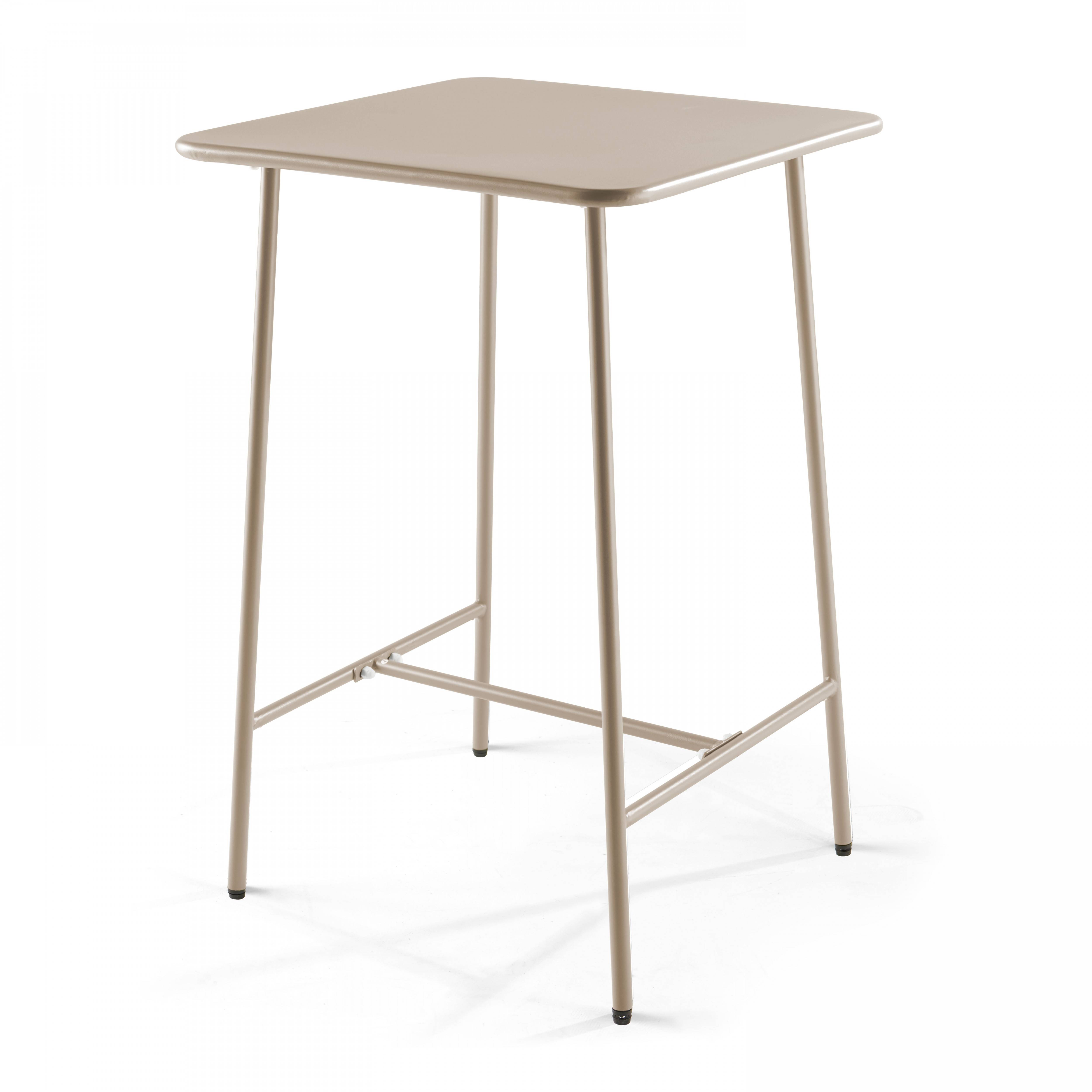 Oviala - Ensemble table de bar et 2 chaises hautes en métal taupe Palavas - Oviala - Imagen 6