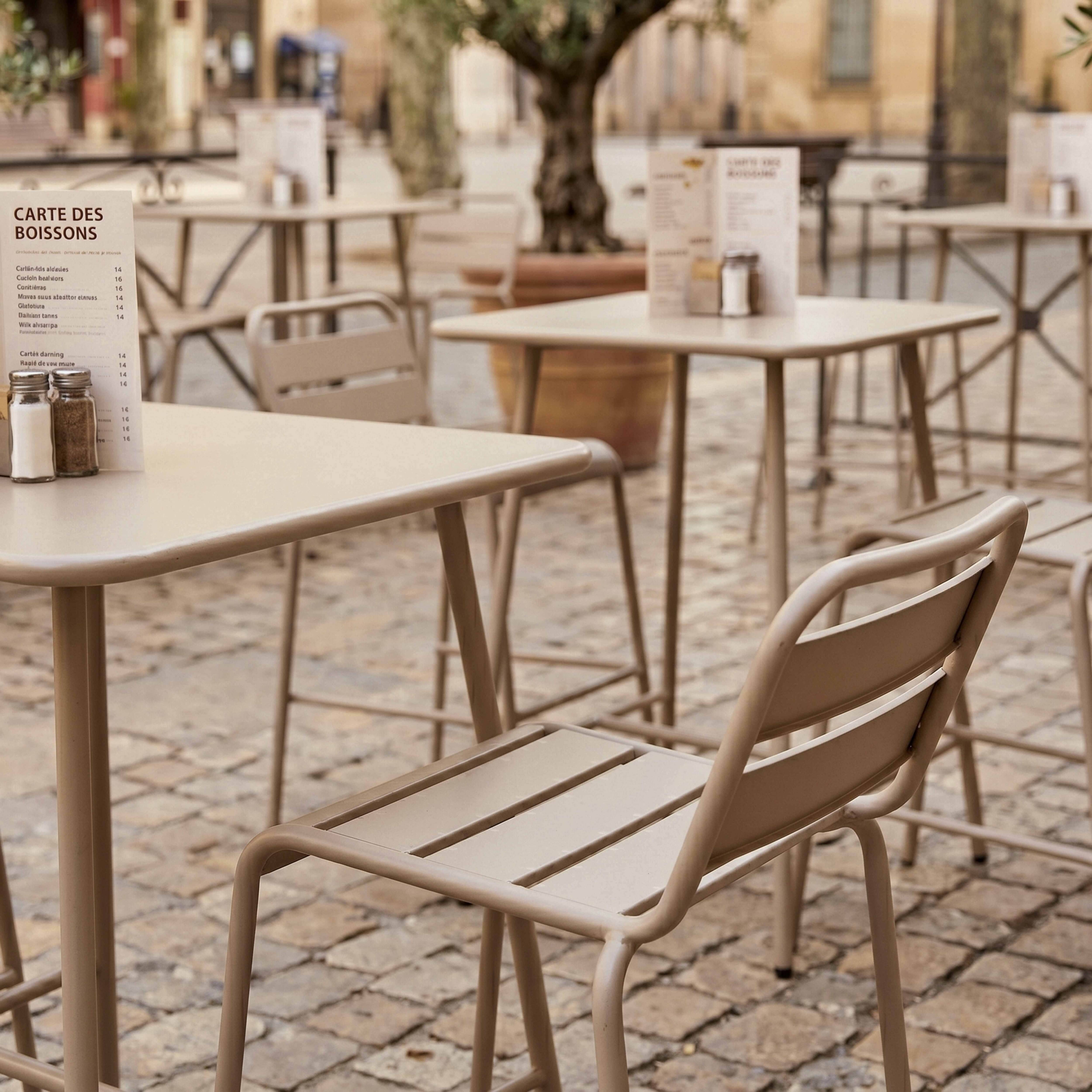Oviala - Ensemble table de bar et 2 chaises hautes en métal taupe Palavas - Oviala - Imagen 5