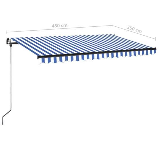 Store Banne Manuel Grande Taille avec Éclairage LED Solaire pour Jardin Bleu et Blanc 450x350 cm – ComfortXL Outdoor Living - Image 7