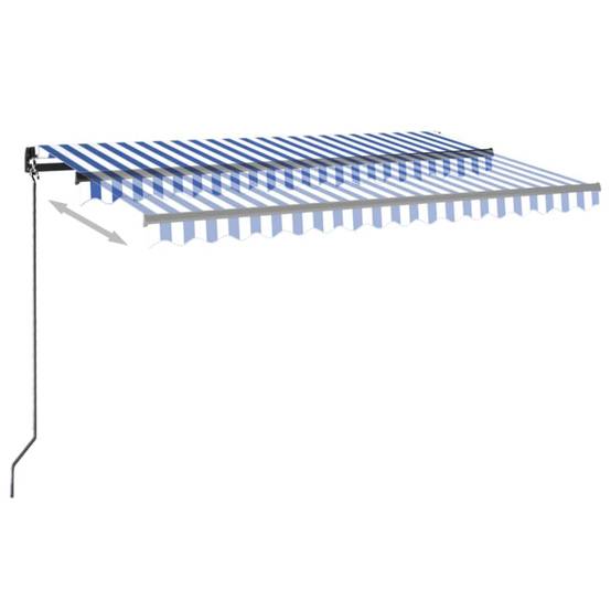 Store Banne Manuel Grande Taille avec Éclairage LED Solaire pour Jardin Bleu et Blanc 450x350 cm – ComfortXL Outdoor Living - Image 3