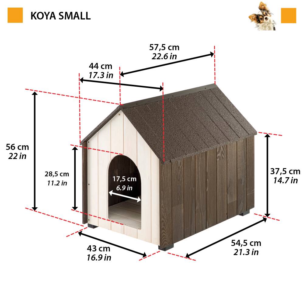 Ferplast - Niche d'extérieur, KOYA SMALL Maison pour Chiens en Bois FSC avec Peinture non Toxique, Trous d'aération, Pieds Isolants - Imagen 2