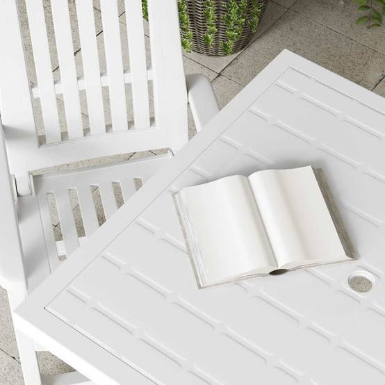Table de Jardin Rectangulaire Blanche 80x75 cm avec Trou pour Parasol, en Plastique – ComfortXL Outdoor Living - Image 4
