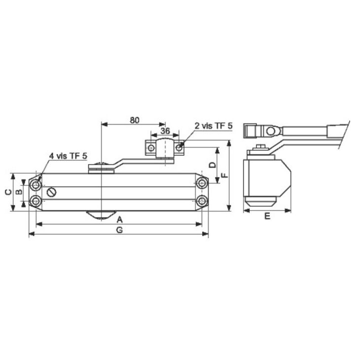 Ferme-porte complet bras standard argent GR 010 force 3 GROOM - 503111 - Imagen 2