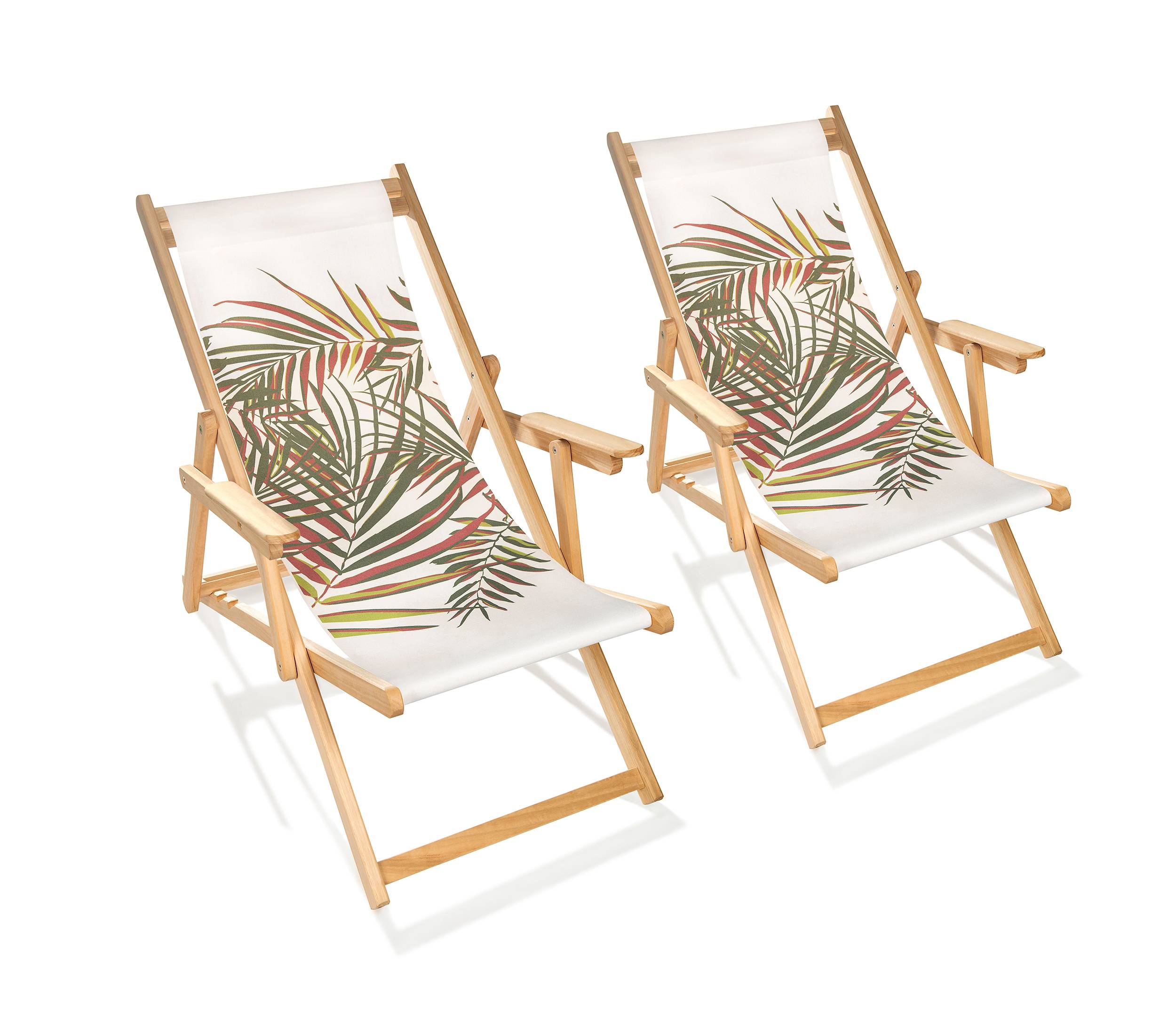 City Garden - Lot de 2 chiliennes LONA en bois et toile coton motif jungle - CITY GARDEN - Imagen 4