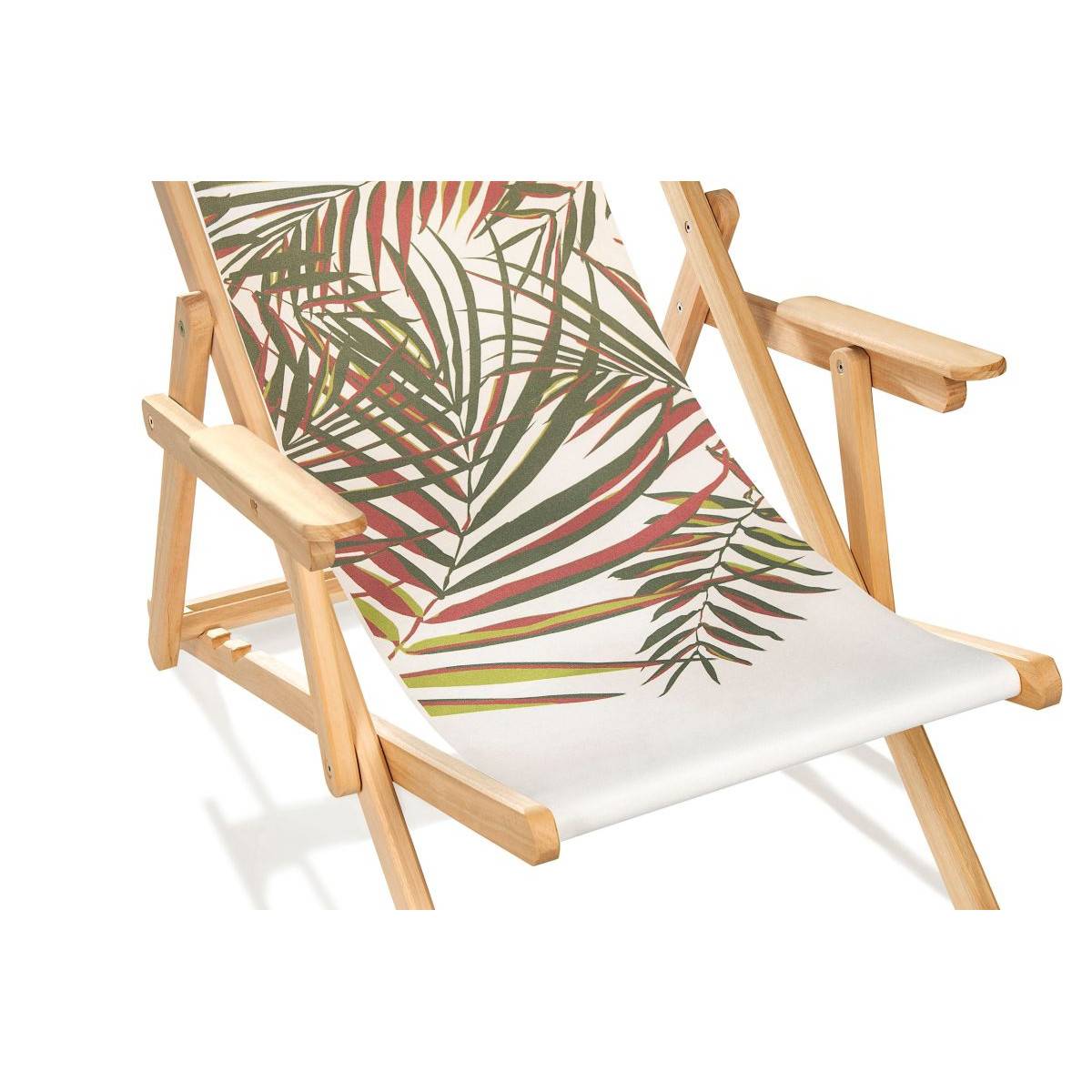 City Garden - Lot de 2 chiliennes LONA en bois et toile coton motif jungle - CITY GARDEN - Imagen 3
