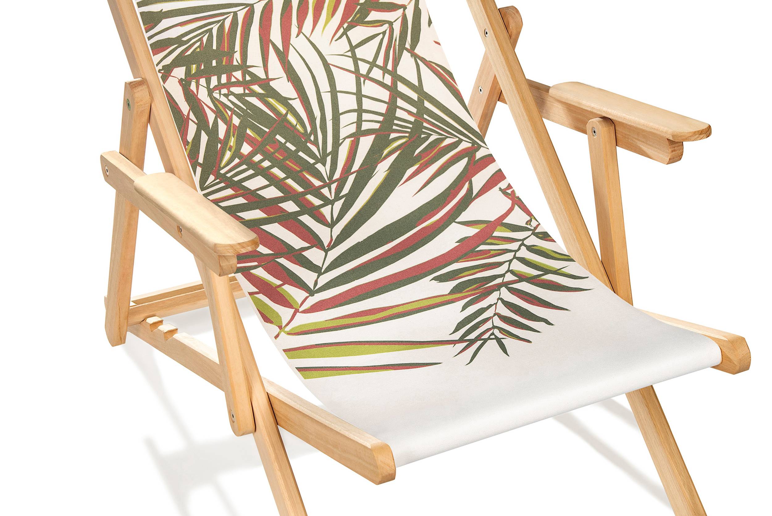 City Garden - Lot de 2 chiliennes LONA en bois et toile coton motif jungle - CITY GARDEN - Imagen 2