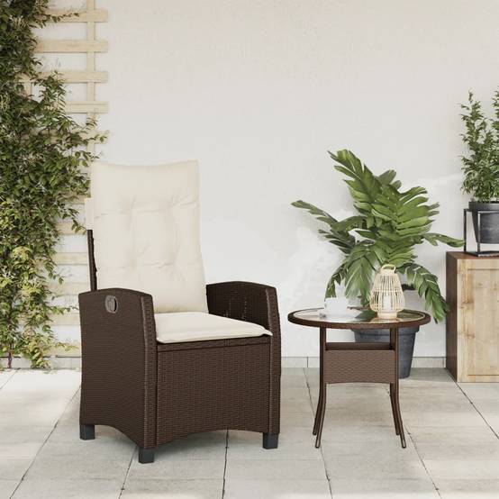Fauteuil de Jardin Relax Résine Tressée Dossier Inclinable pour Balcon Terrasse Marron – ComfortXL Outdoor Living - Image 3