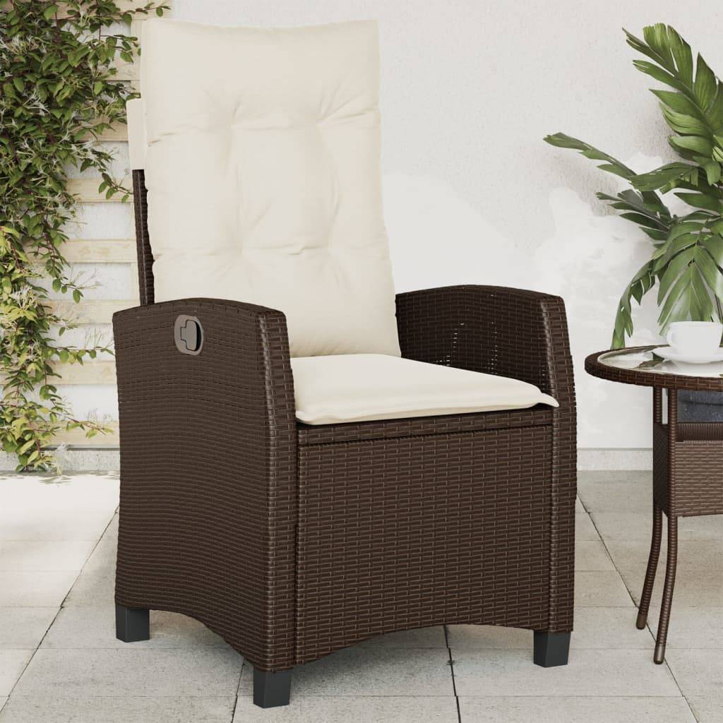 Fauteuil de Jardin Relax Résine Tressée Dossier Inclinable pour Balcon Terrasse Marron – ComfortXL Outdoor Living - Image 1
