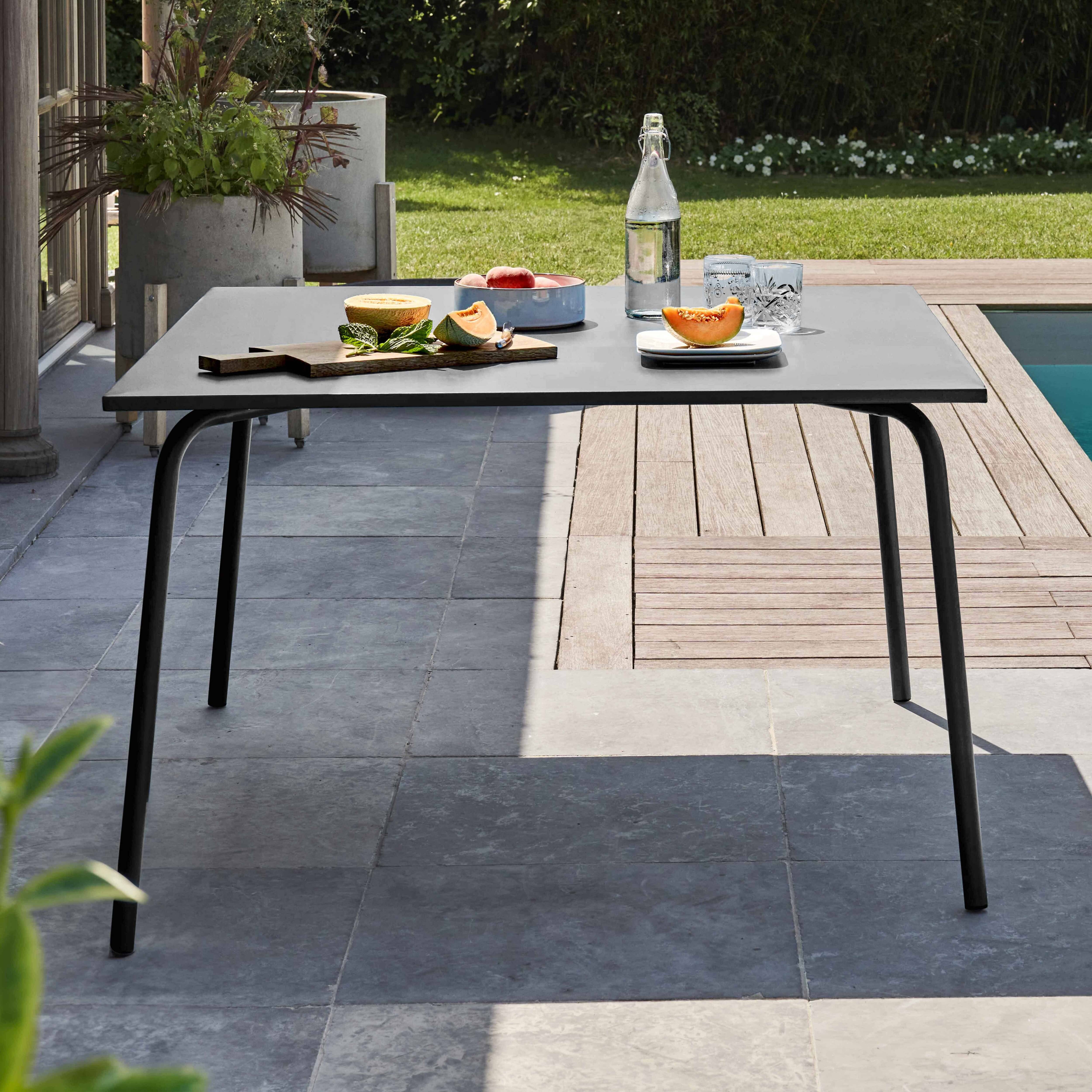 Oviala - Table de jardin carrée en métal anthracite Palavas - Oviala - Image 2