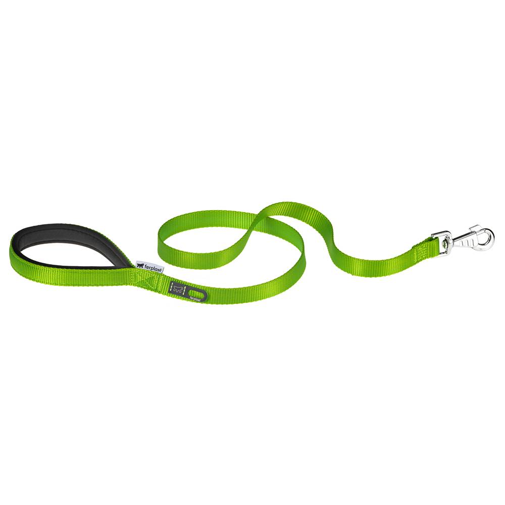 Ferplast - Ferplast laisse pour chien DAYTONA, Laisse en nylon pour petit chien, 120 cm, avec poignée rembourrée confortable et mousqueton en métal. Vert - Imagen 1
