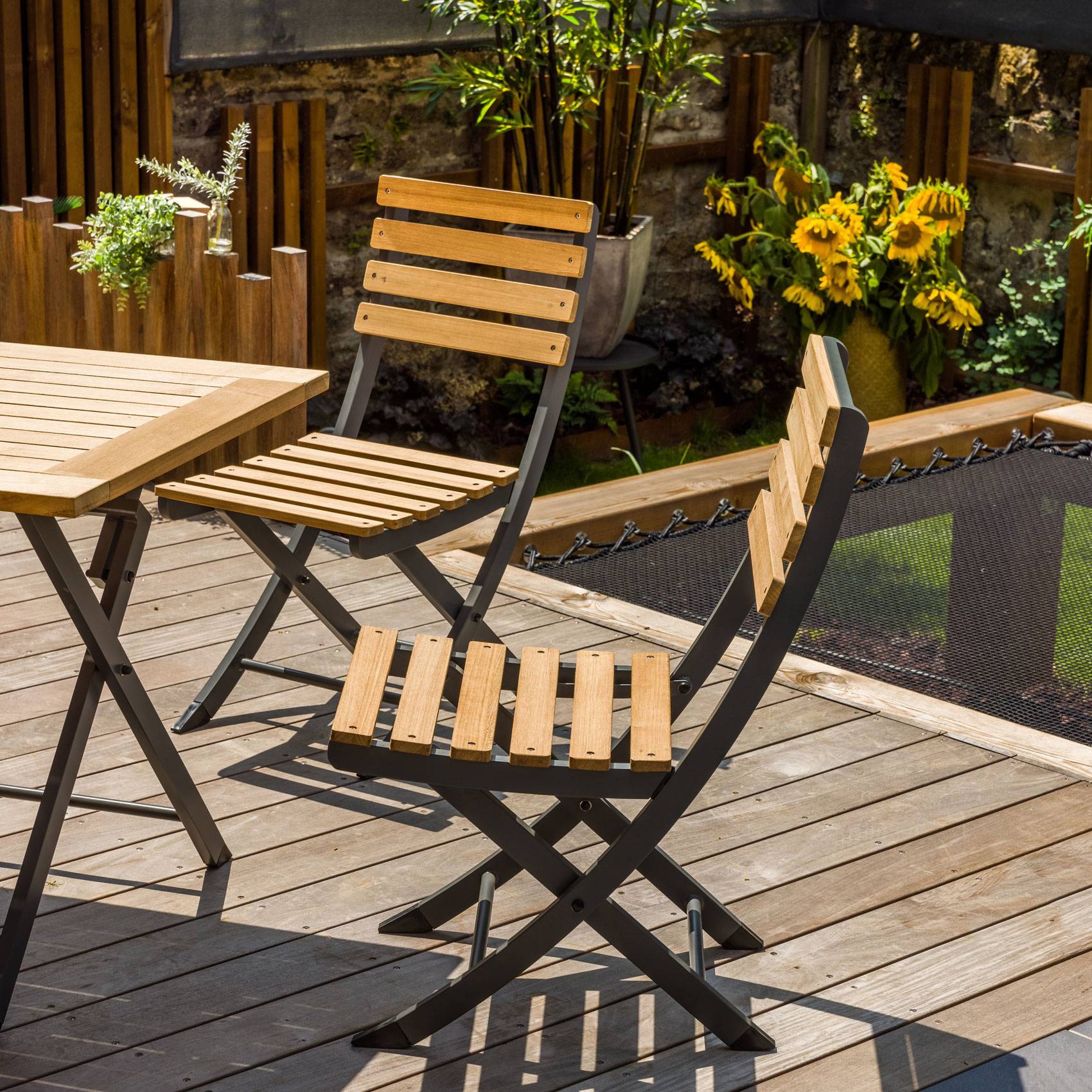 Ensemble repas pliant en teck - JARDILINE - Bois - Naturel - Imagen 2