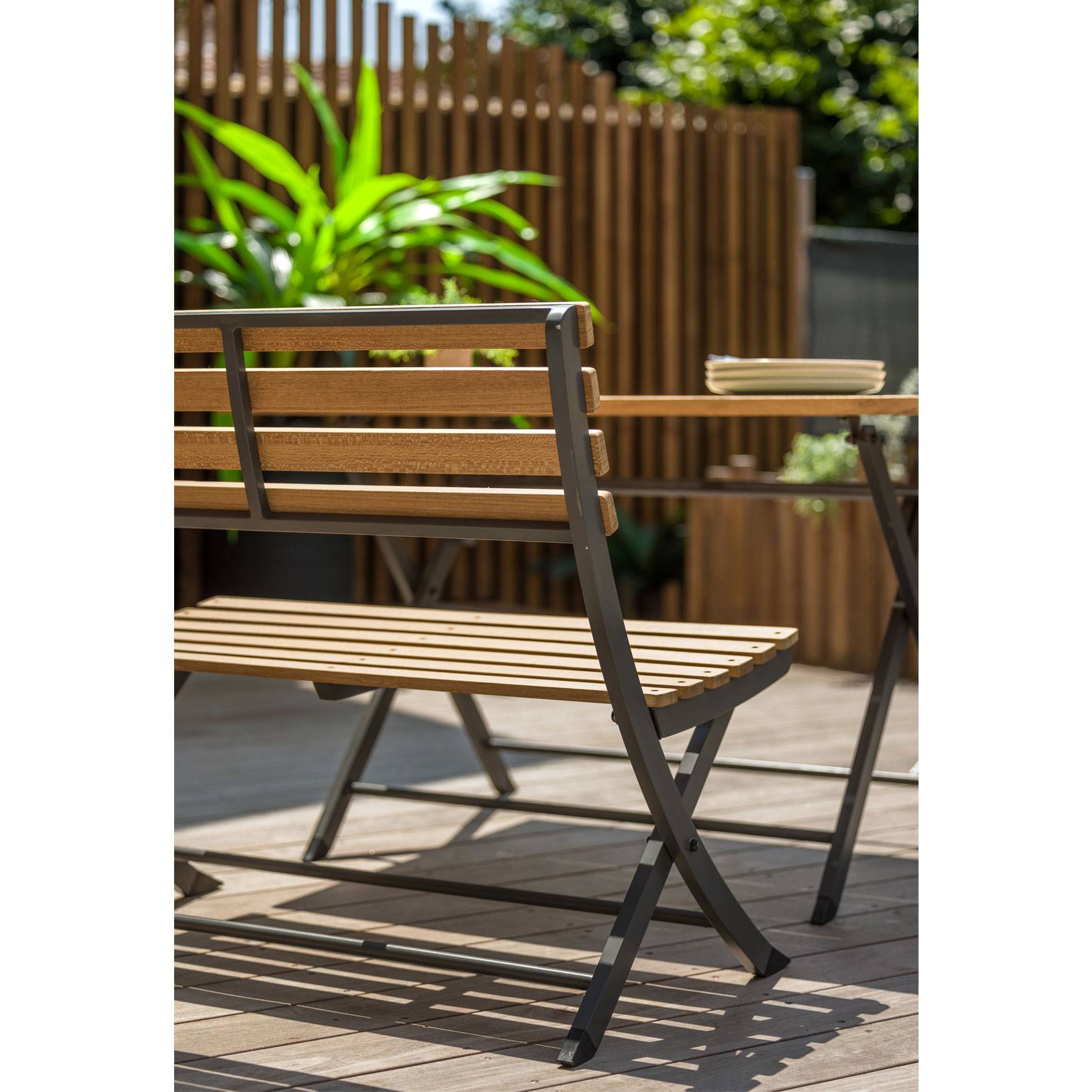 Ensemble repas pliant en teck - JARDILINE - Bois - Naturel - Imagen 3