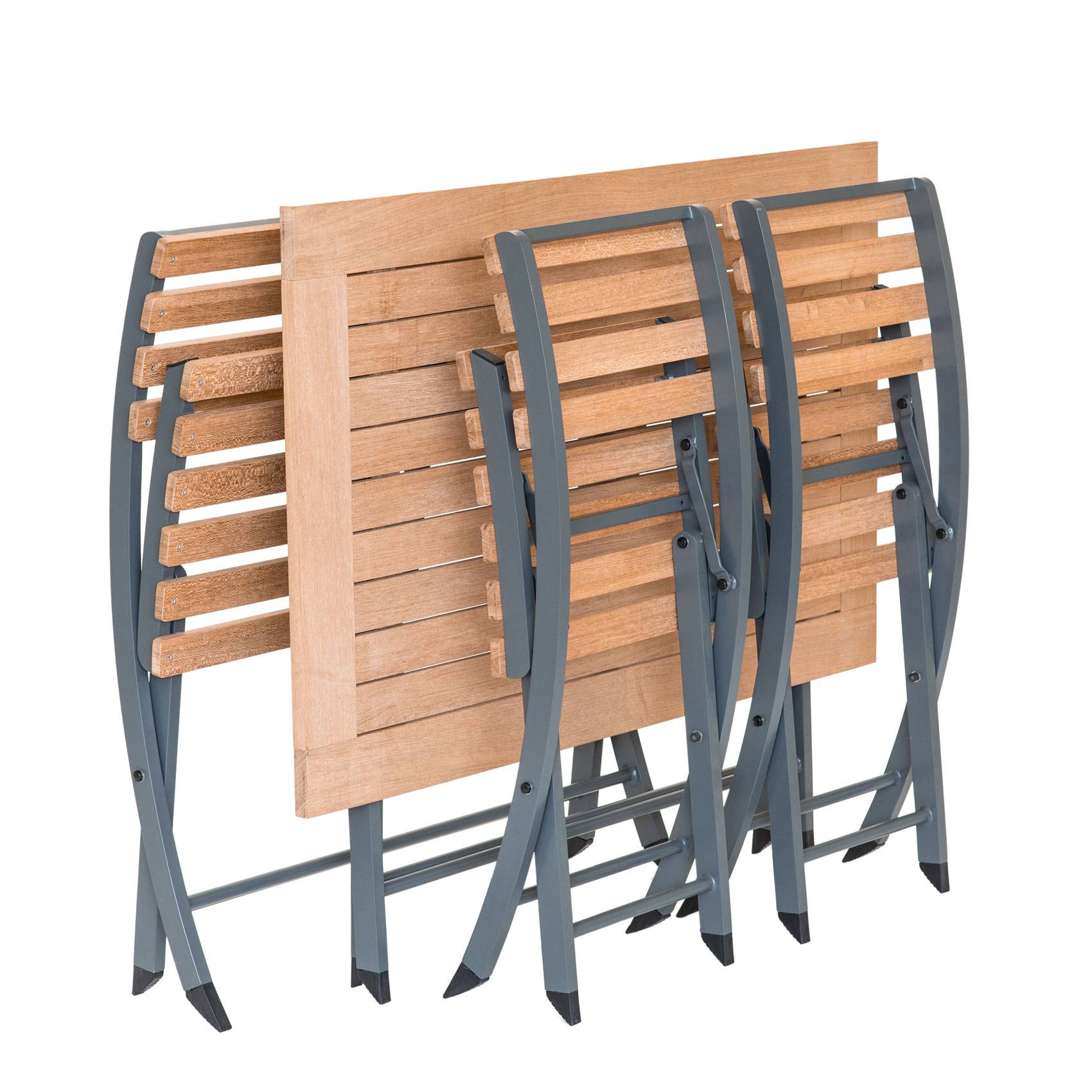 Ensemble repas pliant en teck - JARDILINE - Bois - Naturel - Imagen 5