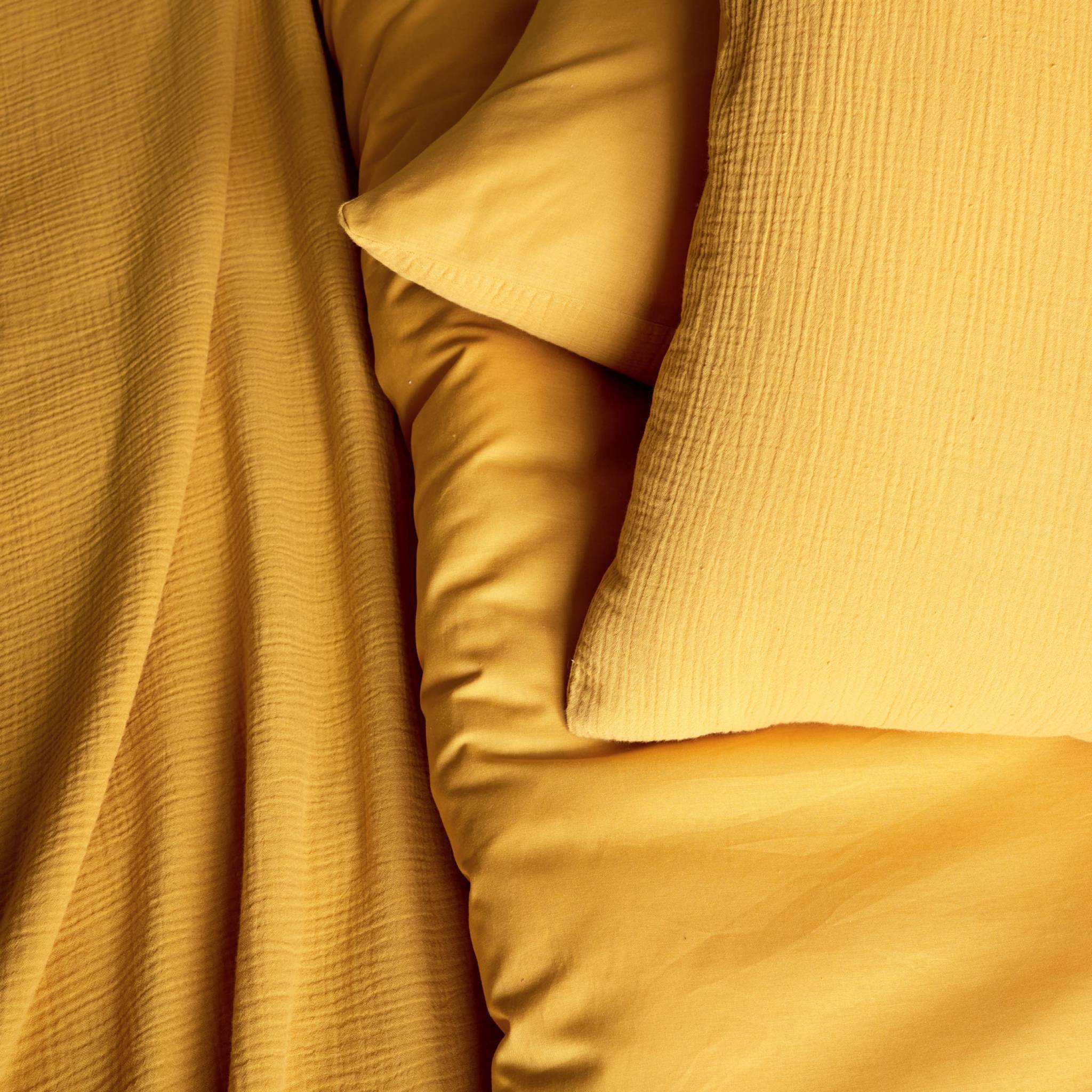 Parure de lit gaze de coton / coton. or. 1 place. 1 housse de couette avec 1 taie d'oreiller 140 x 200 cm - Image 2