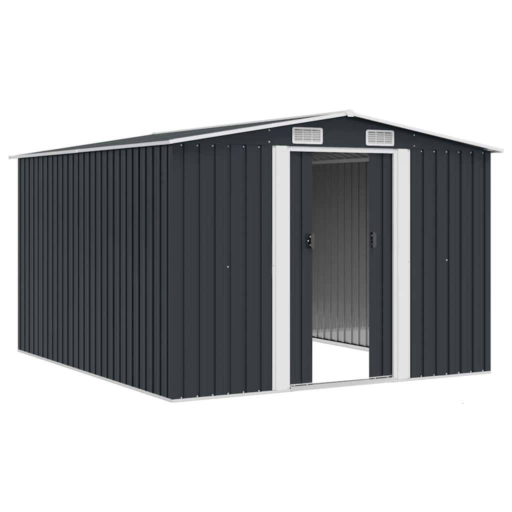 PANGIVO - Abri de jardin avec double porte coulissante - Acier galvanisé - Anthracite - 257x298x178 cm - Surface au sol 7,01m² - PANGIVO - Image 4