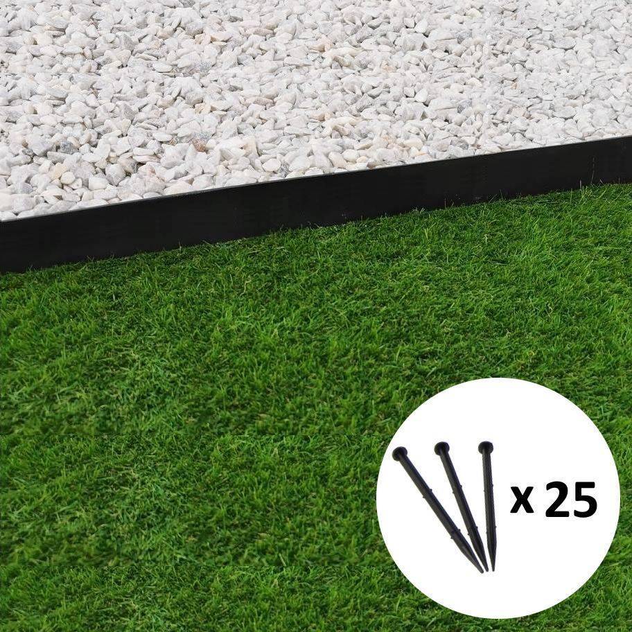 Gt Garden - Bordure de jardin droite noire - 5,8 cm x 5 mètres avec 25 piquets d'ancrage - GT GARDEN - Imagen 1