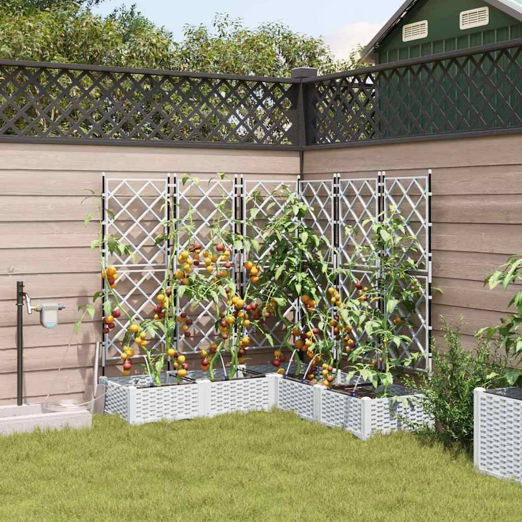 Cache-pot de jardin 5 pcs | Bac à fleurs Blanc Acier - Image 2