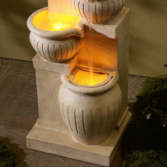Teamson Home - Fontaine Solaire Cascade 4 Niveaux LED Effet Pierre Naturelle, Teamson Home - Image 4