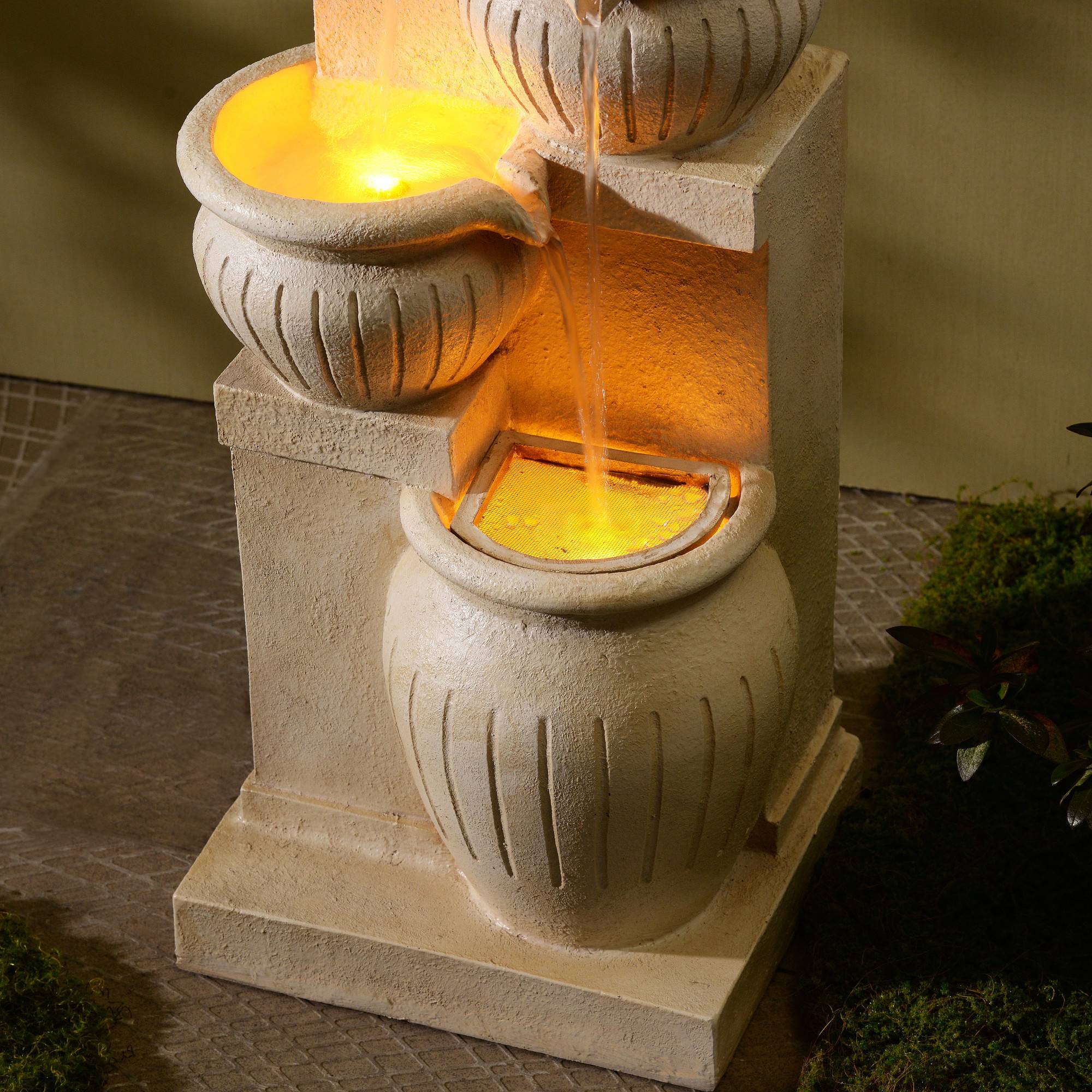 Teamson Home - Fontaine Solaire Cascade 4 Niveaux LED Effet Pierre Naturelle, Teamson Home - Image 4