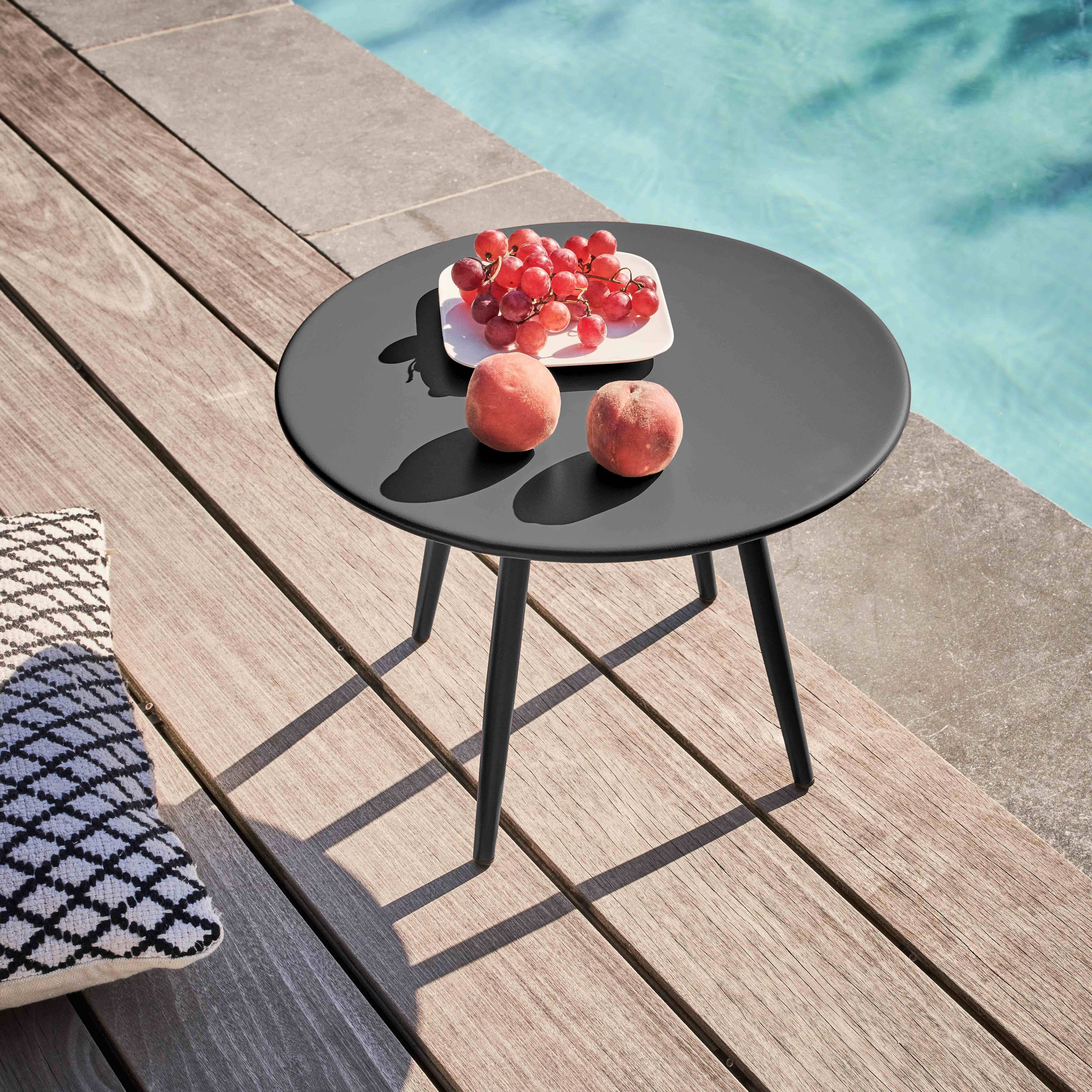 Oviala - Table basse de jardin ronde en métal gris anthracite 40 cm Palavas - Oviala - Imagen 2