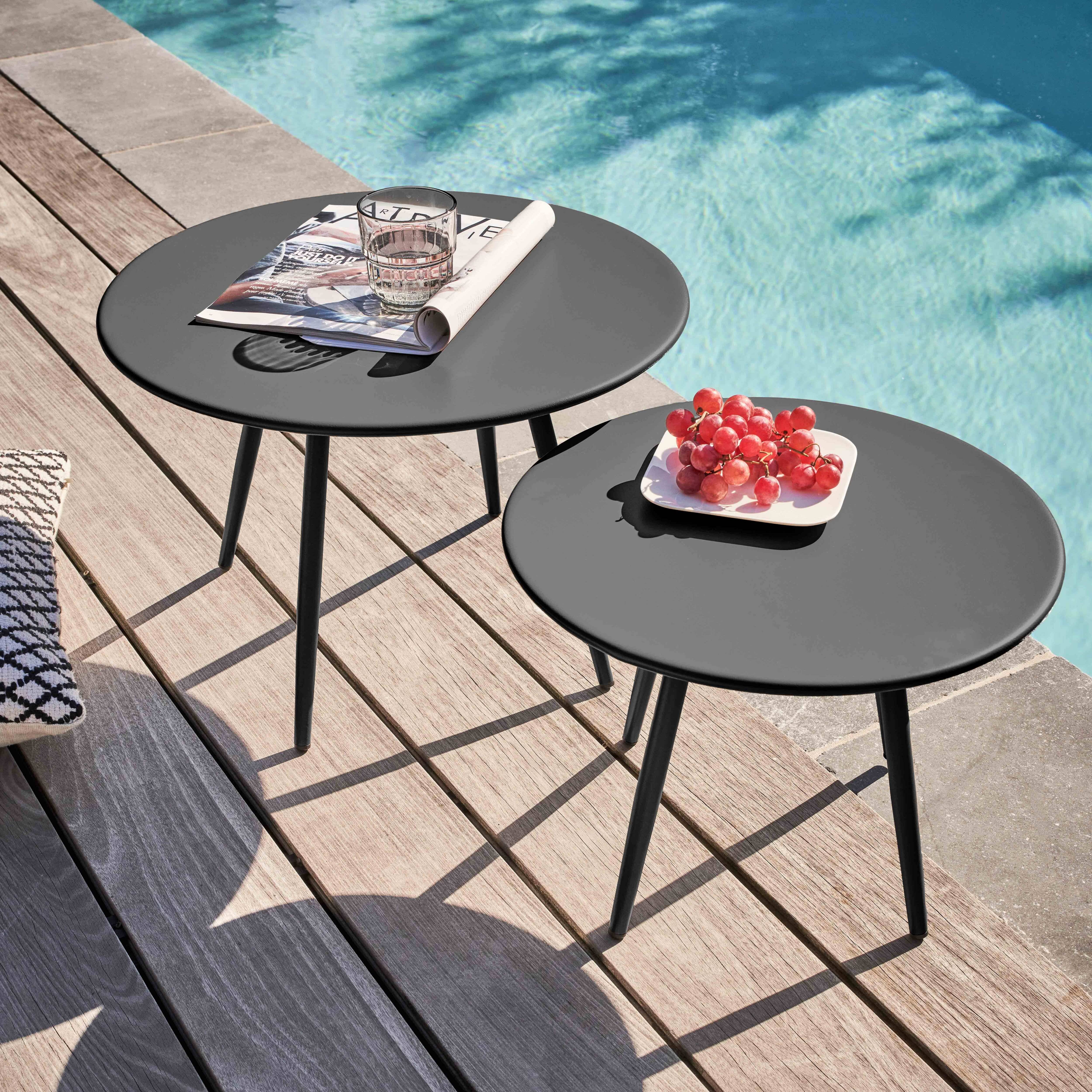 Oviala - Table basse de jardin ronde en métal gris anthracite 40 cm Palavas - Oviala - Imagen 3