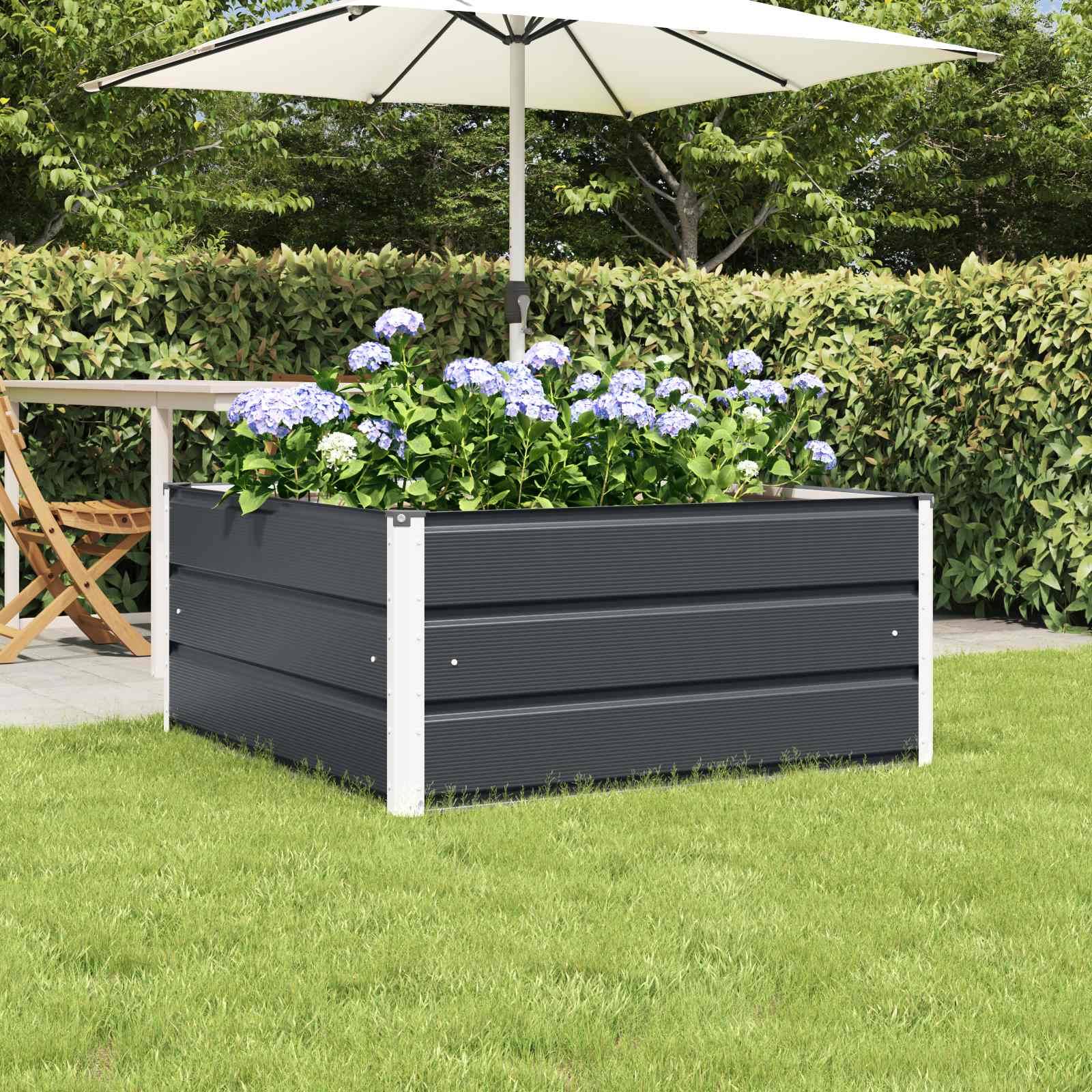 Jardinière acier anthracite 100 x 100 x 45 cm - PANGIVO - Image 1