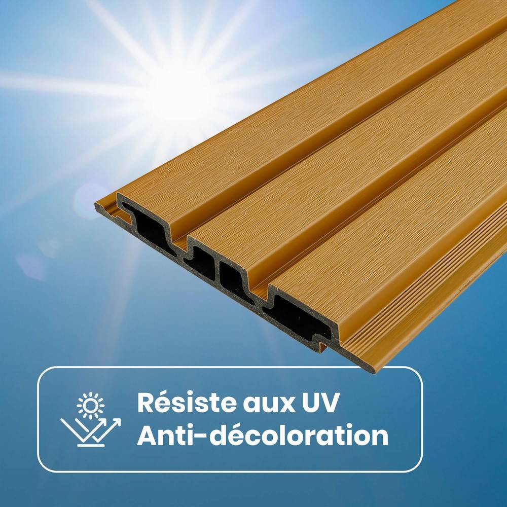 Kit Bardage Composite MEZZO Latte - Superficie : 1m² - Dimension des lames : 220x17,8x2,3 cm - Aspect mat - Image 5