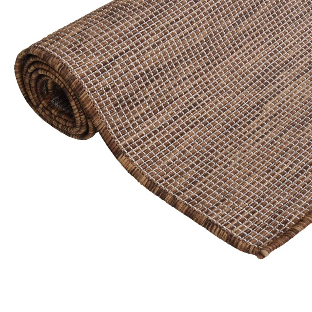 Très Grand Tapis Extérieur Tissage Plat en Polypropylène Anti-UV pour Patio Marron 200x280 cm – ComfortXL Outdoor Living - Image 3
