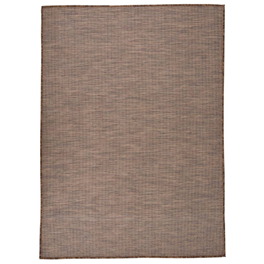 Très Grand Tapis Extérieur Tissage Plat en Polypropylène Anti-UV pour Patio Marron 200x280 cm – ComfortXL Outdoor Living - Image 1