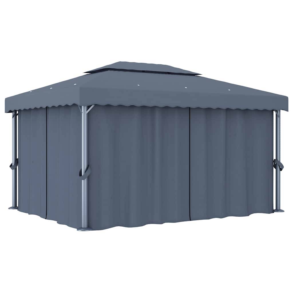 Vidaxl - Tonnelle avec rideau et guirlande lumineuse LED 4x3m Anthracite vidaXL 3070355 - Image 4