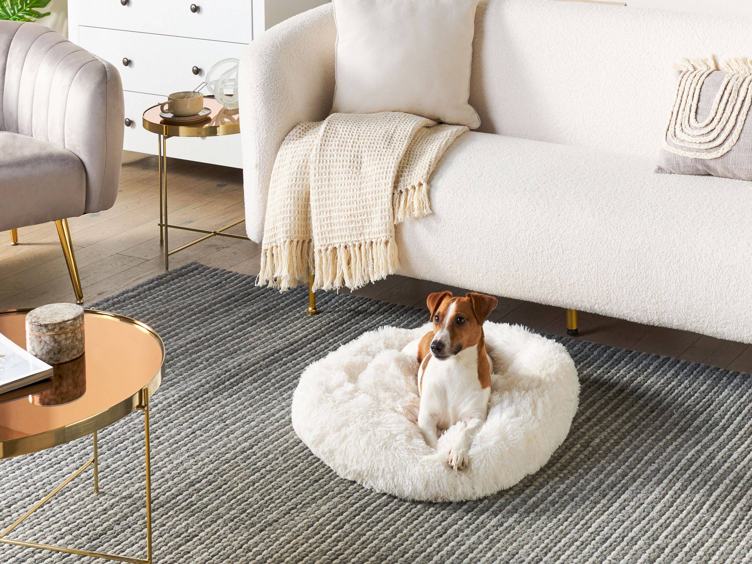 Beliani - Lit pour animal Fourrure synthétique Blanc cassé KULU - 50x50x15- Beliani - Image 1