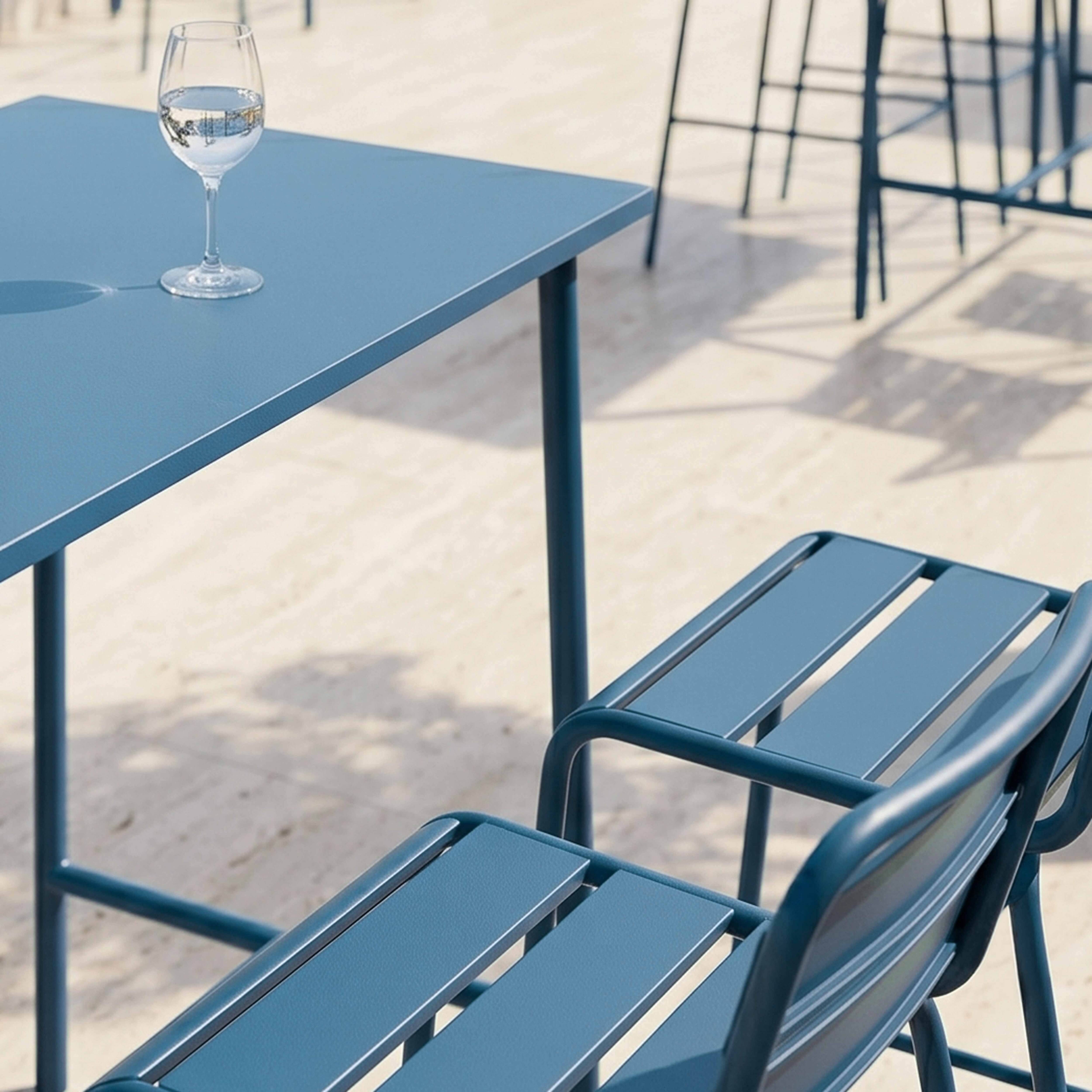 Oviala - Ensemble table haute et 4 chaises de bar en métal bleu pacific Palavas - Oviala - Imagen 5