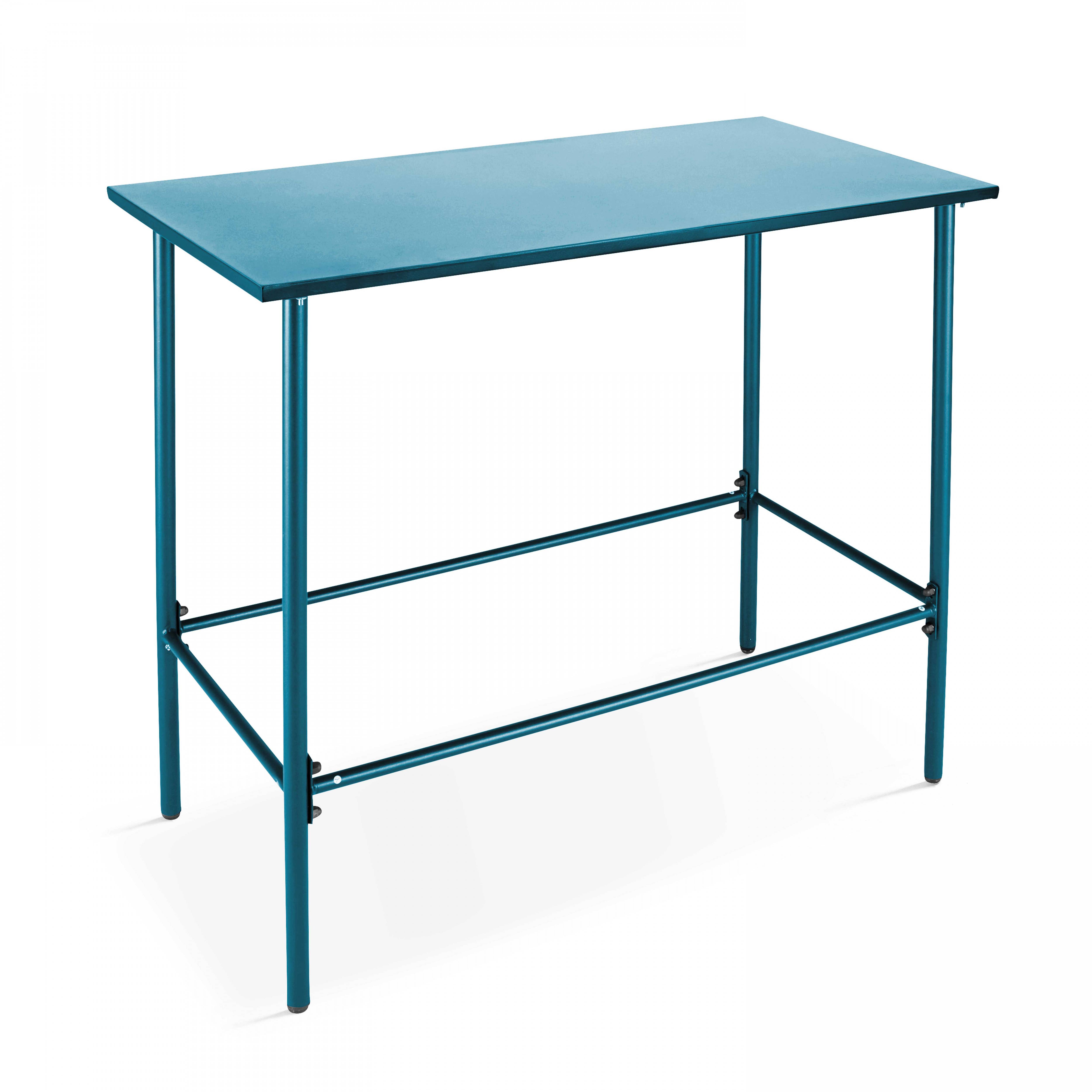 Oviala - Ensemble table haute et 4 chaises de bar en métal bleu pacific Palavas - Oviala - Image 2