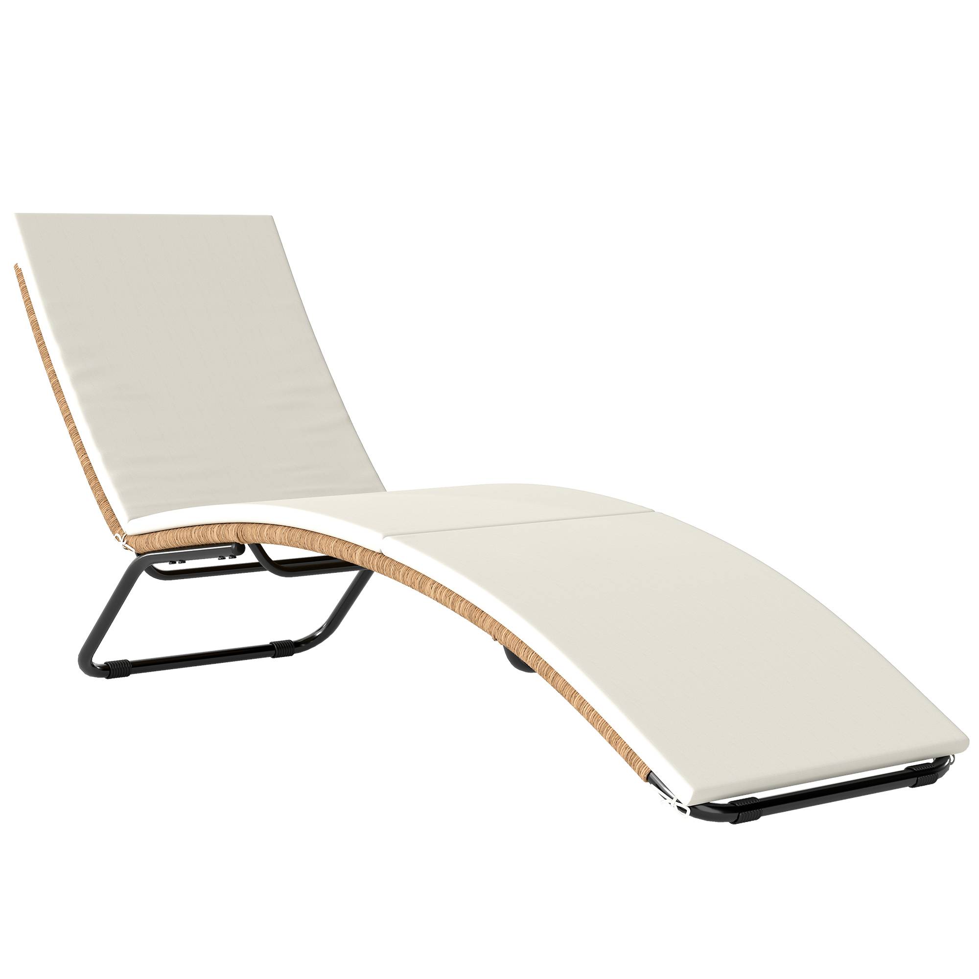 Bain de soleil chaise longue transat avec coussins robuste acier 175x57x80cm Résine tressée Crème fr26