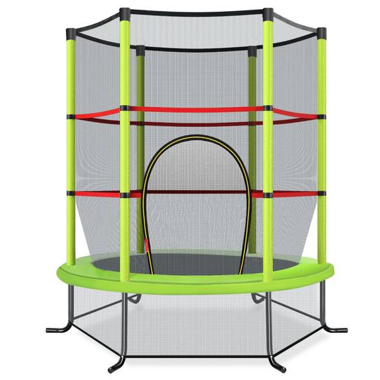 Trampoline de Jardin pour Enfants Ø165CM, avec Filet de Protection Appuis de Ressorts et Structure en Acier Vert F413R - Image 3