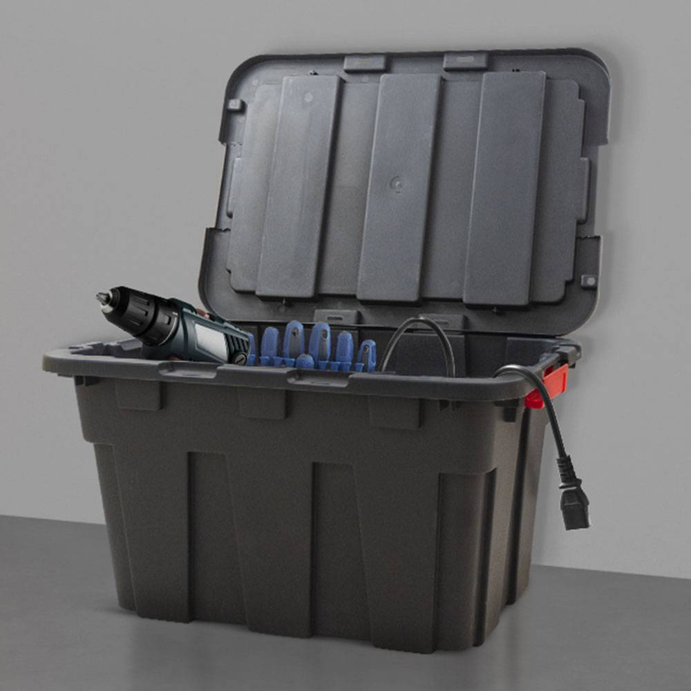 Boîte de rangement garage, outils, jardin - 55L - Couvercle Clips - Noir - EURO VANADIUM - Image 6
