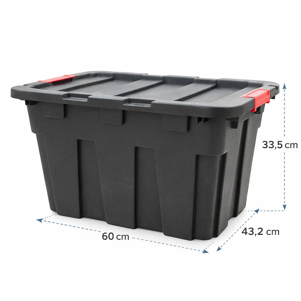 Boîte de rangement garage, outils, jardin - 55L - Couvercle Clips - Noir - EURO VANADIUM - Image 2