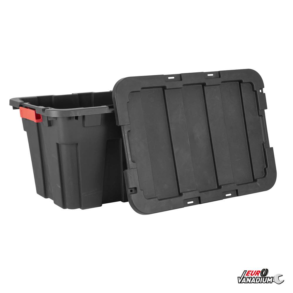 Boîte de rangement garage, outils, jardin - 55L - Couvercle Clips - Noir - EURO VANADIUM - Image 3