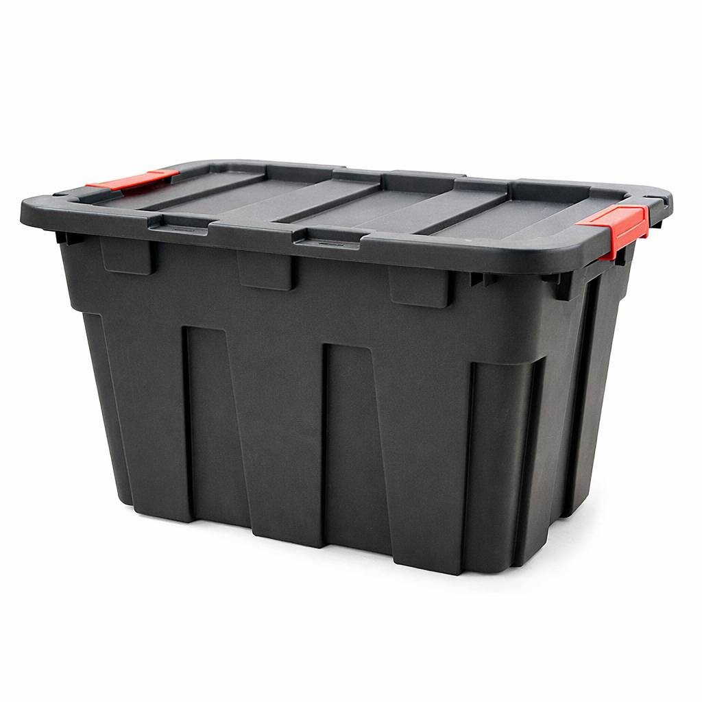 Boîte de rangement garage, outils, jardin - 55L - Couvercle Clips - Noir - EURO VANADIUM - Image 1