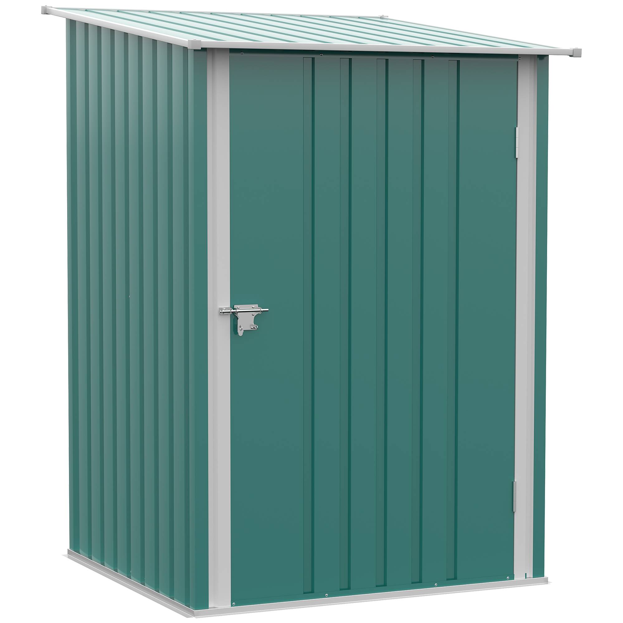 ComfortXL - Abri de jardin adossé en acier galvanisé vert 100 x 103 x 160 cm rangement outils extérieur porte à loquet - Image 2