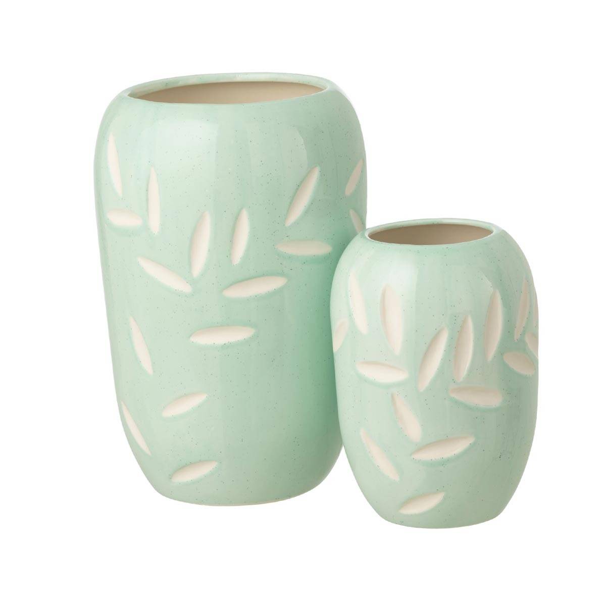 J-Line - Vase Feuilles en Porcelaine "Foglia" 20cm Bleu Clair - Image 2