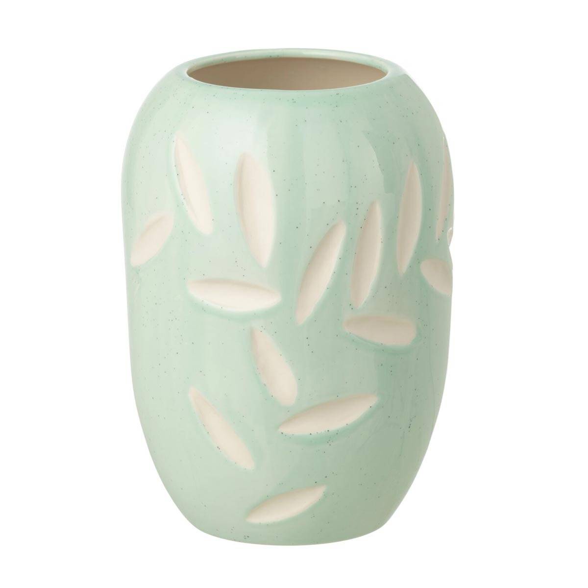 J-Line - Vase Feuilles en Porcelaine "Foglia" 20cm Bleu Clair - Image 1