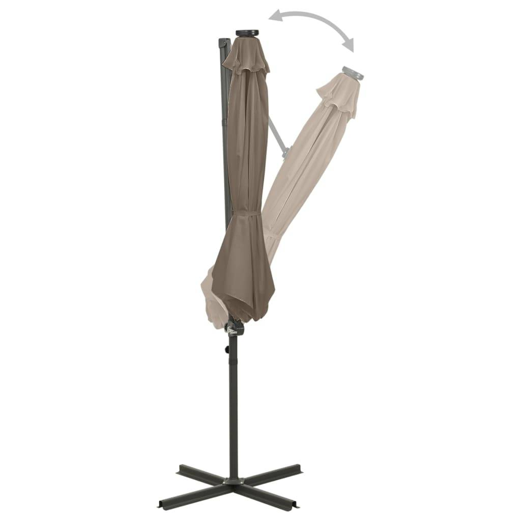 Helloshop26 - Parasol meuble de jardin déporté avec mât et lumières led 300 cm taupe - Imagen 3